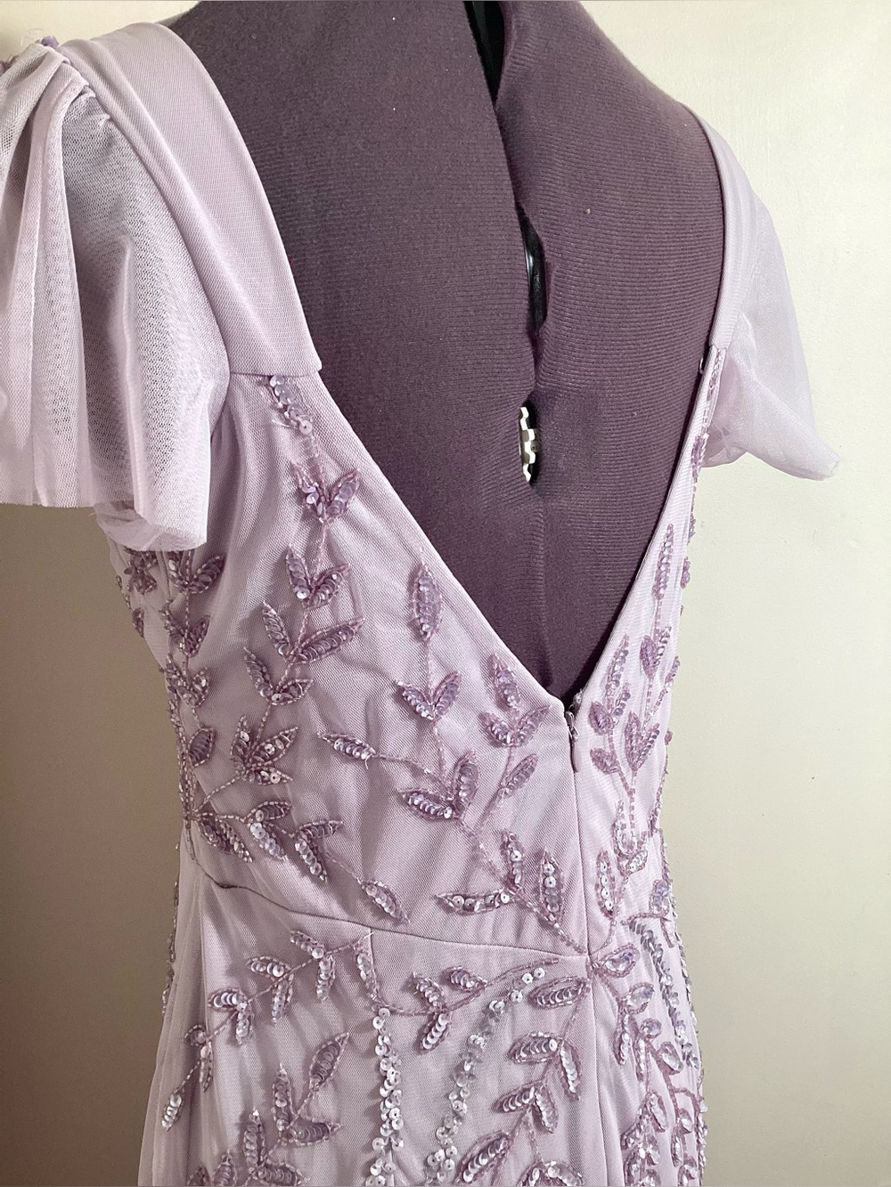 Marina Lavender Beaded Godet Gown Size M/L - Picture 6 of 15